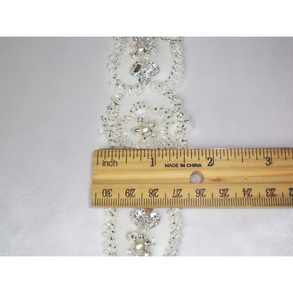 Beaded bridal belt, rhinestone bridal wedding dress belt bridal beaded sash - Picture 6 of 7